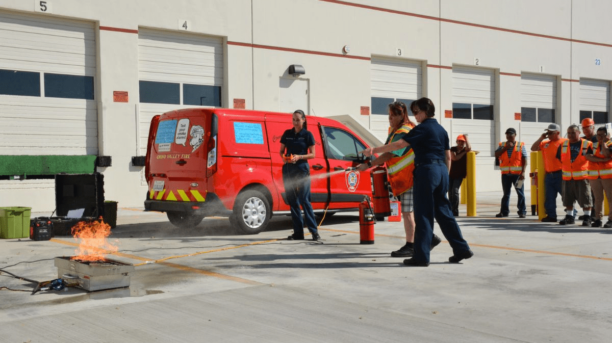 Chino Valley Firefighters conducting fire extinguisher training