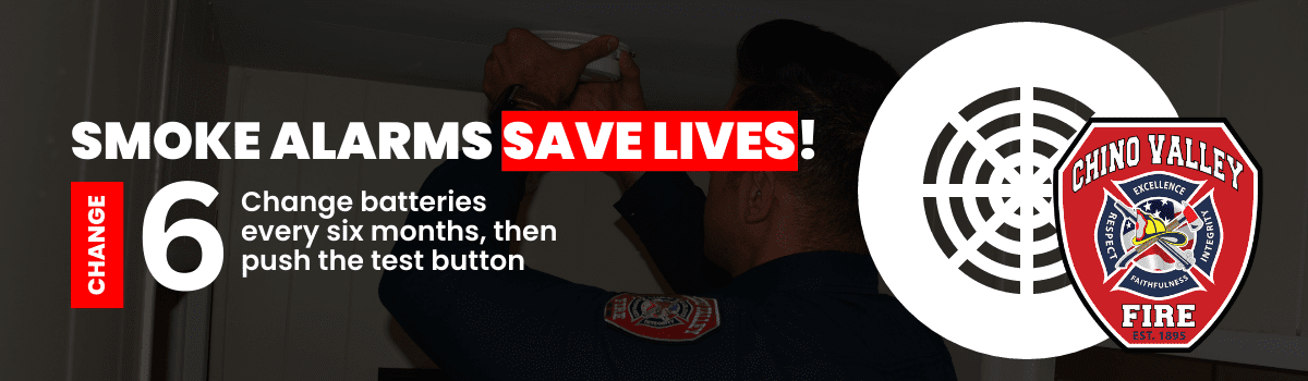 Graphic explaining changing of smoke alarm batteries every 6 months.