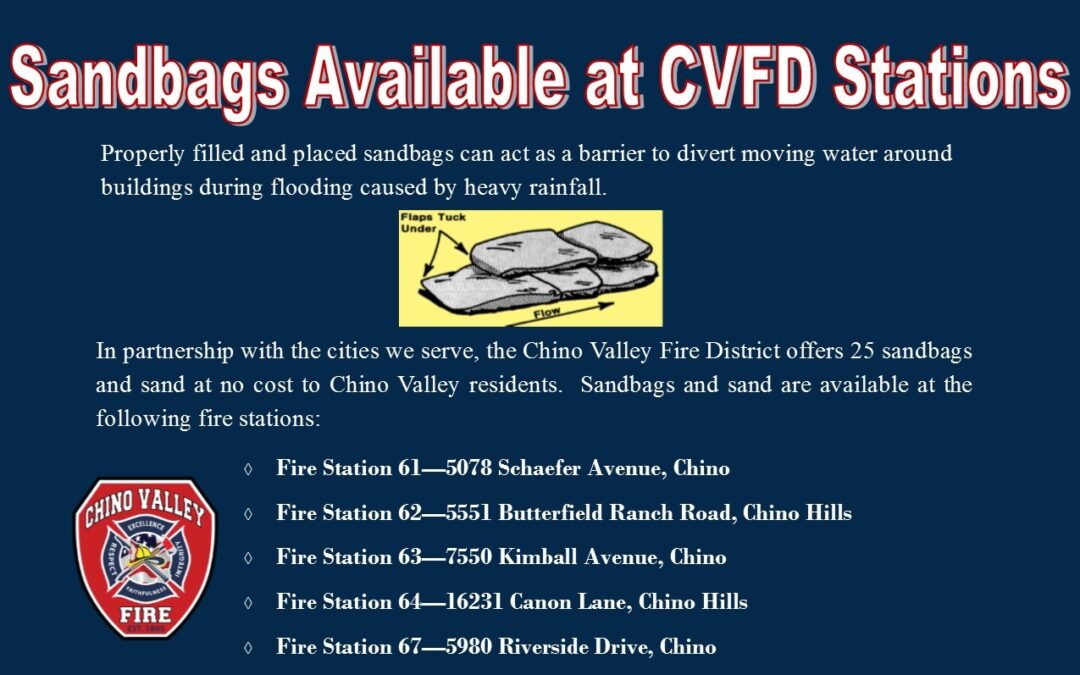 Sand and Sandbags Available at CVFD Stations!