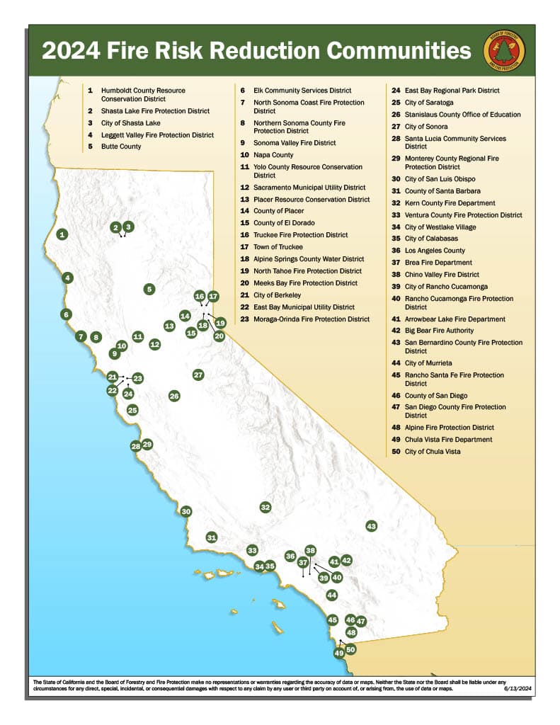 2024 Fire Risk Reduction Communities Map